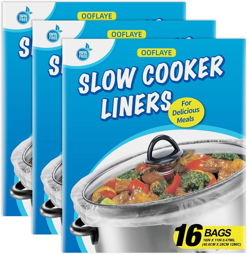 OOFLAYE 48 Bags Slow Cooker Liners, Disposable, Plastic, White, Self Seal, BPA Free, 21 inches x 13 inches, 3 quarts (48) - Image 1